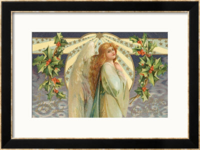 Christmas Angel with Holly Framed Giclee Print Christmas Angel with Holly Framed Giclee Print