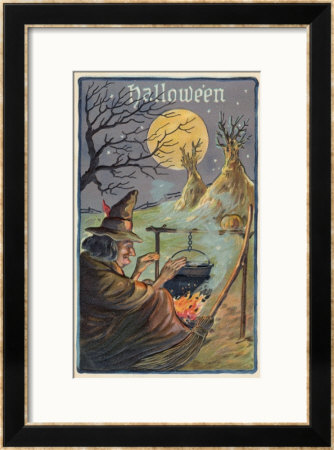 Hallowe'en Witch Works Her Magic Framed Giclee Print Hallowe'en Witch Works Her Magic Framed Giclee Print
