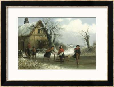Skaters on a Pond Framed Giclee Print Skaters on a Pond Framed Giclee Print