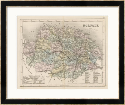 Map of Norfolk Framed Giclee Print Map of Norfolk Framed Giclee Print