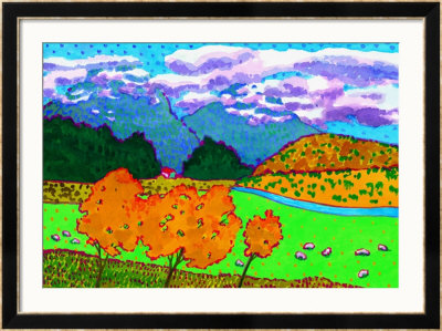 New Zealand Farm Framed Giclee Print New Zealand Farm Framed Giclee Print