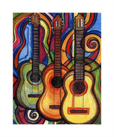 Three Guitars Giclee Print Three Guitars Giclee Print