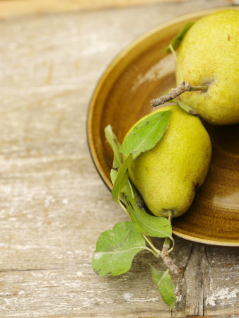 Pears on Brown Ceramic Plate Premium Poster Pears on Brown Ceramic Plate Premium Poster