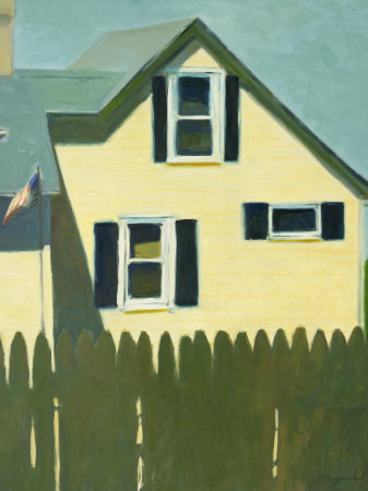 Yellow House, Olive Green Fence Premium Poster Yellow House, Olive Green Fence Premium Poster