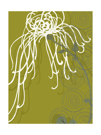 White Flower on Deep Olive Premium Poster White Flower on Deep Olive Premium Poster