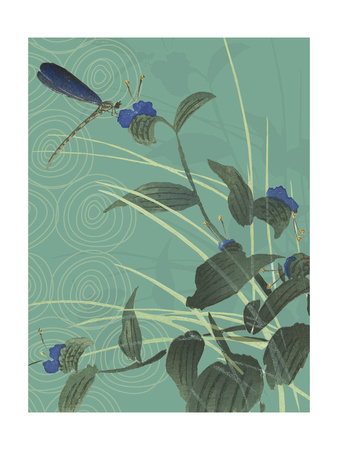 Dragonfly and Blooms Premium Poster Dragonfly and Blooms Premium Poster