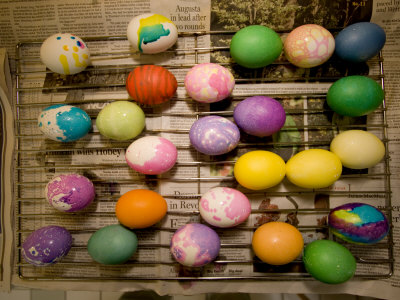 easter eggs pictures print. Easter Eggs Drying on a Rack, Lexington, Massachusetts Photographic Print. zoom. view in room