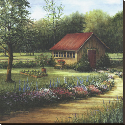 Garden Cottage Stretched Canvas Print Garden Cottage Stretched Canvas Print
