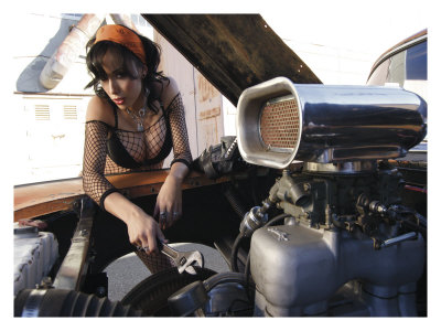 hot rod art prints. Hot Rod Pin-Up Girl Giclee