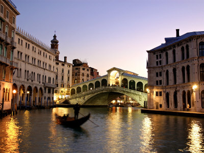 Rialto Bridge, Grand Canal, Venice, Italy Stretched Canvas Print