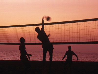 sunset on beach. Sunset Beach Volleyball