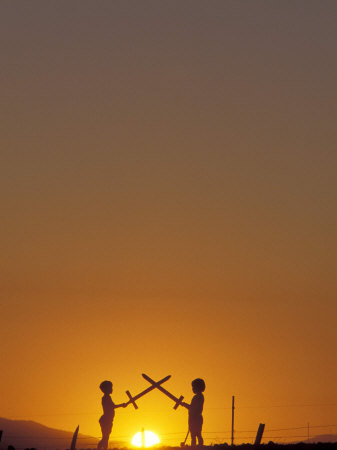 http://cache2.artprintimages.com/p/LRG/26/2679/7MZUD00Z/art-print/little-kids-sword-fighting-at-sunset.jpg