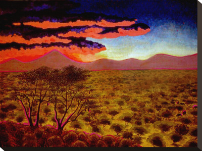 African Sunset Stretched Canvas Print African Sunset Stretched Canvas Print