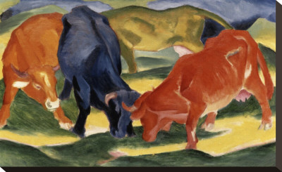 Fighting Cows Stretched Canvas Print Fighting Cows Stretched Canvas Print