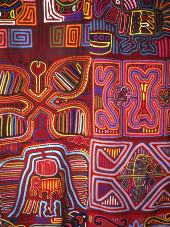 Native Indian Artwork, Mola, Panama Stretched Canvas Print