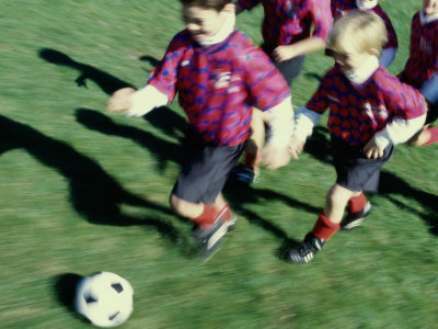 "Children Playing Soccer" Photographic Print