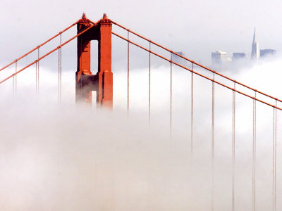golden gate bridge fog. All of Golden Gate Bridge