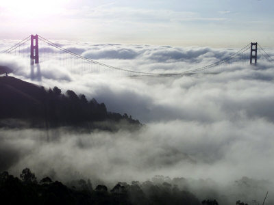 golden gate bridge fog. Fog Shrouds the Golden Gate