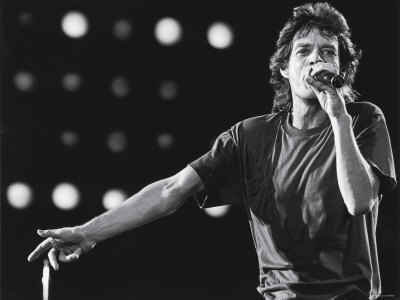 Rolling Stones Lead Singer Mick Jagger Performing at the Live Aid Concert Stretched Canvas Print
