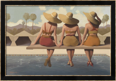Poolside Chat Framed Print Poolside Chat Framed Print
