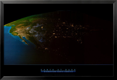 Earth At Dusk - ©Spaceshots Framed Print Earth At Dusk - ©Spaceshots Framed Print