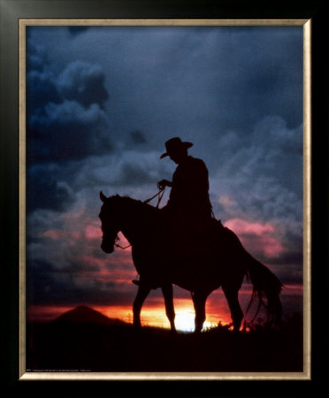Cowboy and Sunset Framed Print Cowboy and Sunset Framed Print