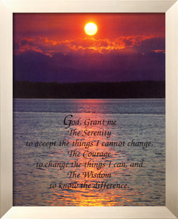 Serenity Prayer and Sea Sunset Framed Print Serenity Prayer and Sea Sunset Framed Print
