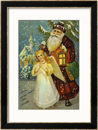 Santa with Angel Framed Print Santa with Angel Framed Print