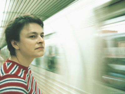 Woman Waiting For Subway Photographic Print Woman Waiting For Subway Photographic Print