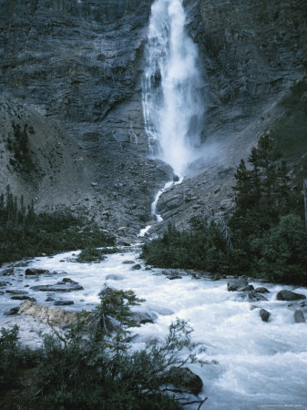 Waterfall - Rockies Stretched Canvas Print