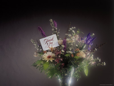 thank you flowers. Vase with Thank You Note