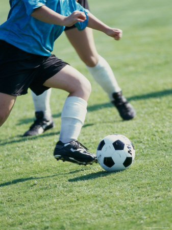 Two Teenagers Playing Soccer Photographic Print Two Teenagers Playing Soccer Photographic Print