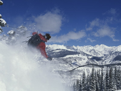 Skier with Mountain Scenic Photographic Print Skier with Mountain Scenic Photographic Print