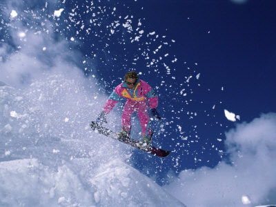 Pink Clad Snowboarder Photographic Print Pink Clad Snowboarder Photographic Print