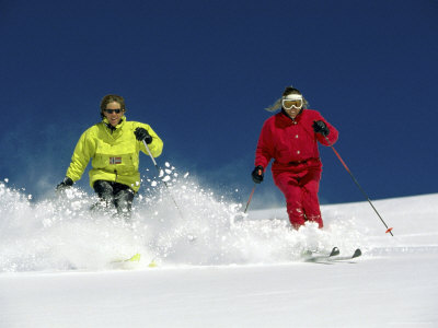 Brightly Clad Skiers Photographic Print Brightly Clad Skiers Photographic Print