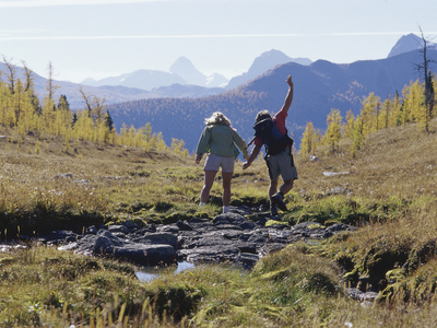 Rear View of Two Women Hiking Photographic Print Rear View of Two Women Hiking Photographic Print
