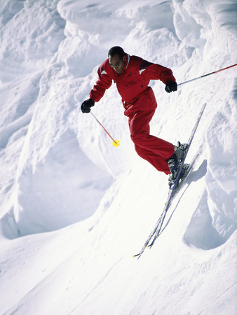 African-American Skier in Red Photographic Print African-American Skier in Red Photographic Print