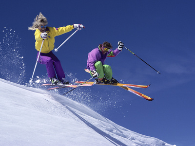 Enthusiastic Skiers Photographic Print Enthusiastic Skiers Photographic Print