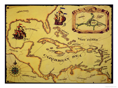 Map of the Spanish Main Giclee Print Map of the Spanish Main Giclee Print