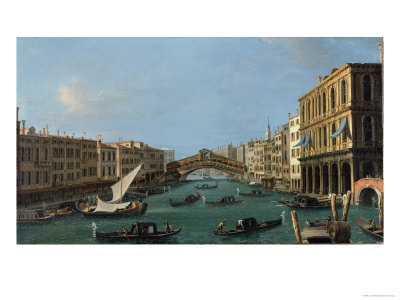 Grand Canal from the South the Palazzo Foscari to the Right and the Rialto Bridge Beyond