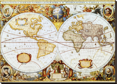 Map of the World Stretched Canvas Print Map of the World Stretched Canvas Print
