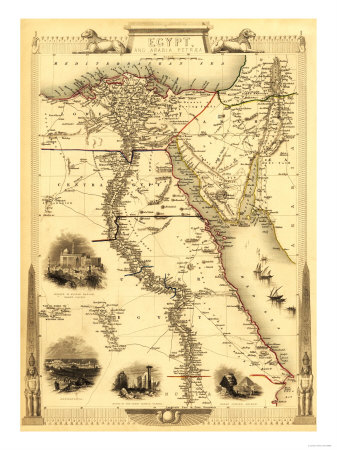 Egypt and Arabia - Panoramic Map Premium Poster Egypt and Arabia - Panoramic Map Premium Poster