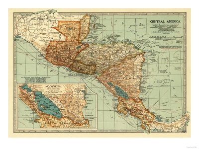 Central America - Panoramic Map Premium Poster Central America - Panoramic Map Premium Poster