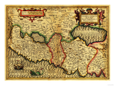Palestine - Panoramic Map Premium Poster Palestine - Panoramic Map Premium Poster