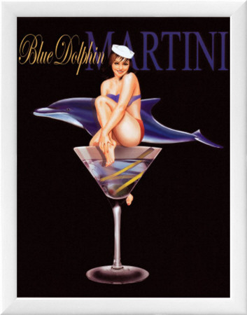 Blue Dolphin Martini Framed Canvas Print Blue Dolphin Martini Framed Canvas Print