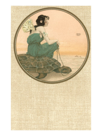 Girl with Tortoise, Art Nouveau Giclee Print Girl with Tortoise, Art Nouveau Giclee Print