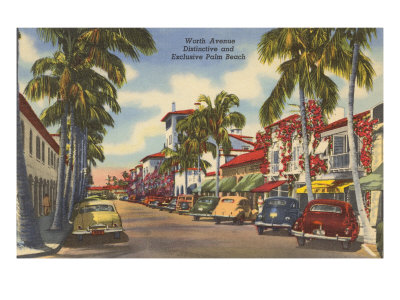 Worth Avenue, Palm Beach, Florida Giclee Print Worth Avenue, Palm Beach, Florida Giclee Print