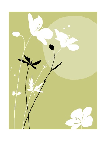 olive wallpaper. white flowers wallpaper.