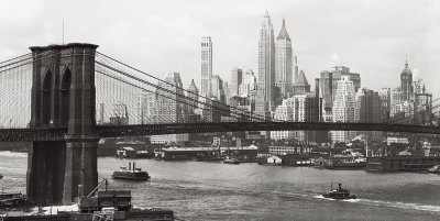 Lower Manhattan and the Brooklyn Bridge, c.1937 Print Lower Manhattan and the Brooklyn Bridge, c.1937 Print