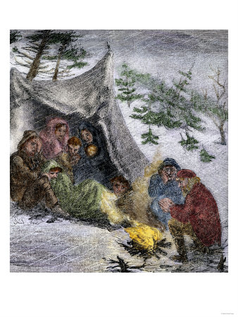 donner party pictures. Donner Party Stranded by a